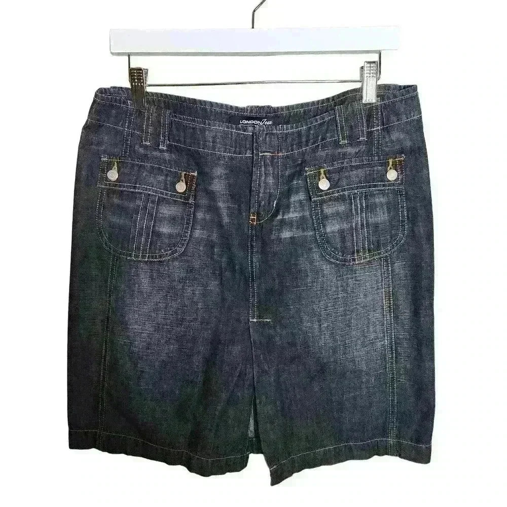 London Jean women's denim skirt front slit jean skirt size 12